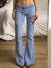 EMMIOL Pantalones acampanados con estampado floral y letras del alfabeto