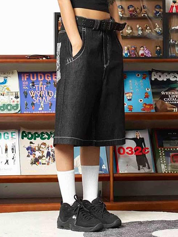 EMMIOL Relaxed Stylish Design Denim Shorts