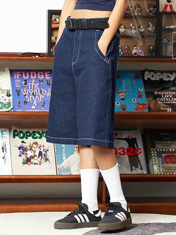 EMMIOL Relaxed Stylish Design Denim Shorts