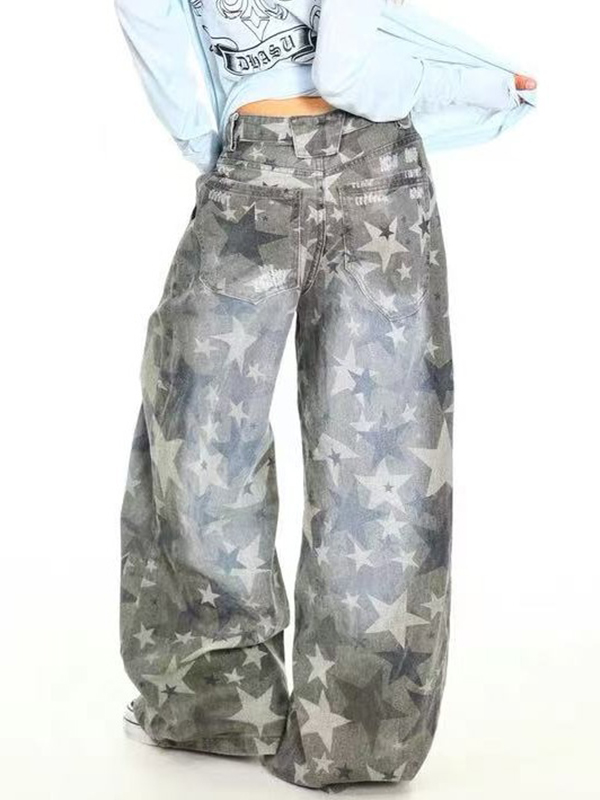 EMMIOL Jeans boyfriend con estampado de estrellas
