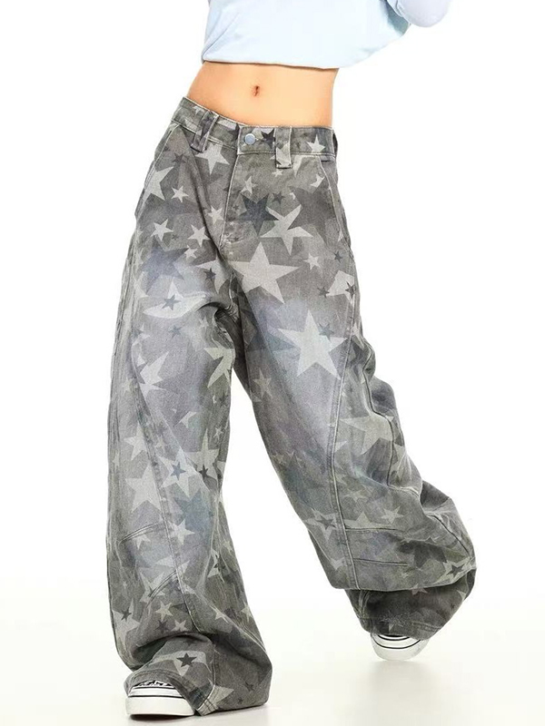 EMMIOL Jeans boyfriend con estampado de estrellas