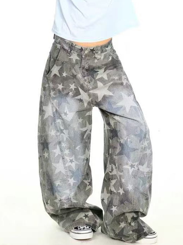 EMMIOL Jeans boyfriend con estampado de estrellas