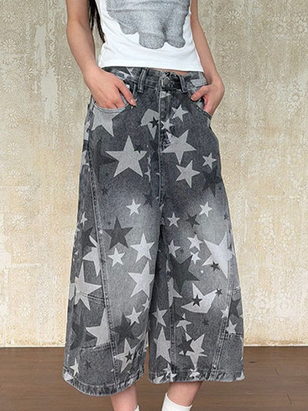 EMMIOL Stars All Over Denim Shorts
