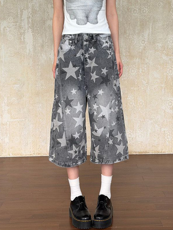 EMMIOL Stars All Over Denim Shorts