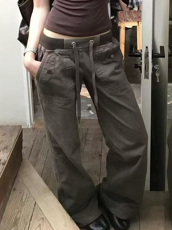 EMMIOL Jeans boyfriend de tiro bajo con lazos