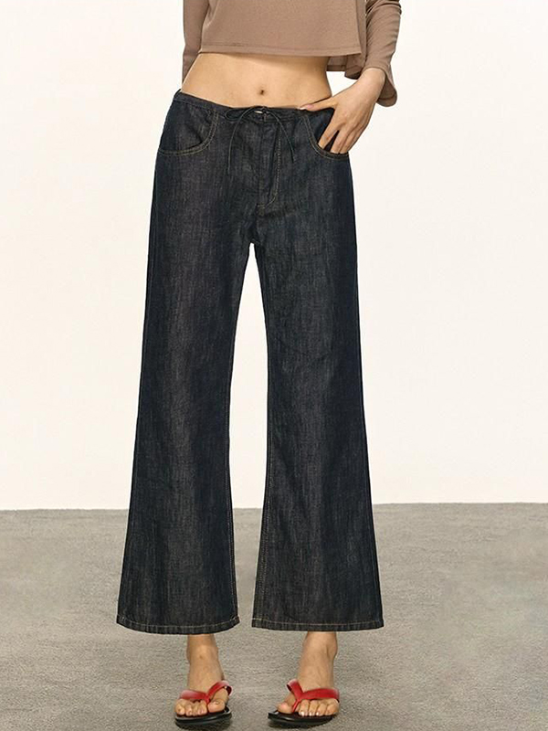 EMMIOL Pantalones vaqueros acampanados retro con cordón