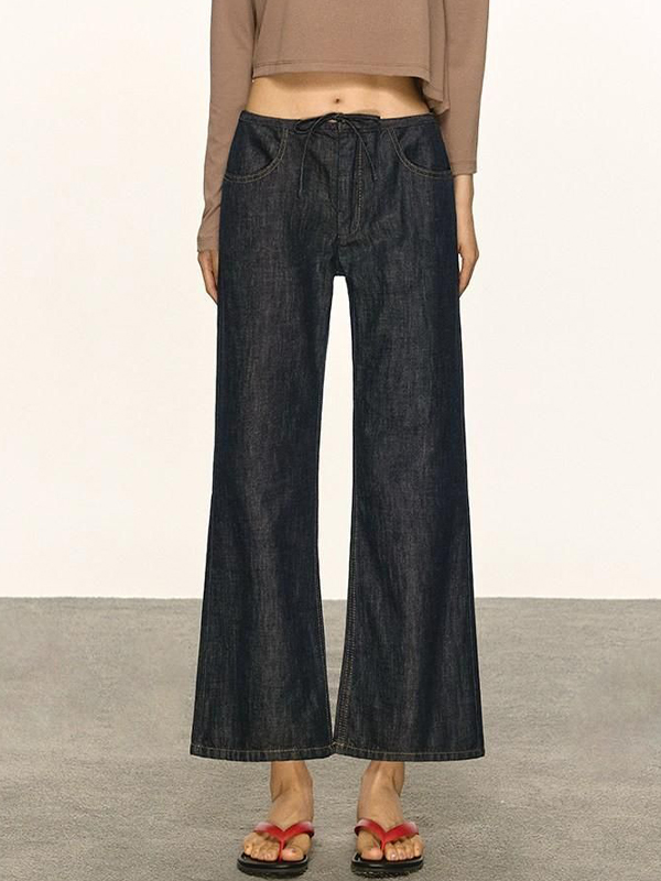 EMMIOL Pantalones vaqueros acampanados retro con cordón