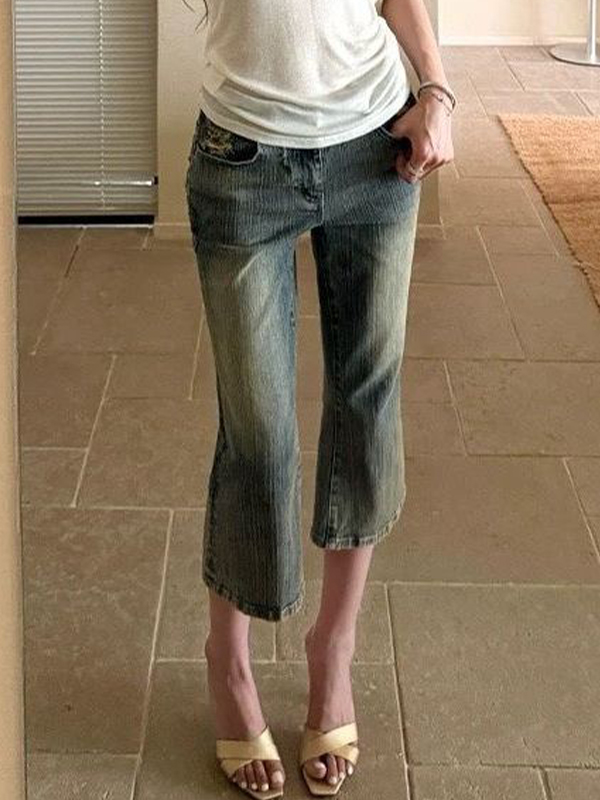 EMMIOL Vintage Wash Flare Jeans