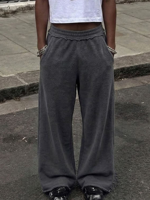 EMMIOL Fringed Edges Straight Leg Pants