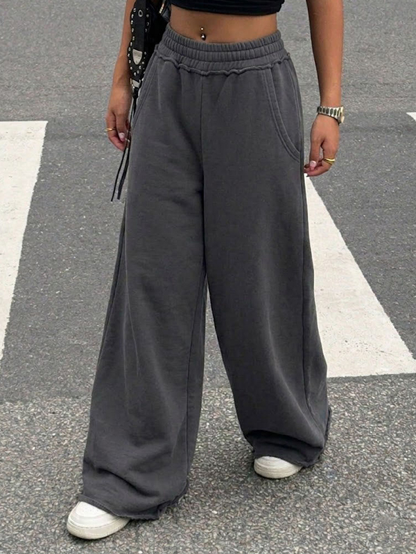 EMMIOL Fringed Edges Straight Leg Pants
