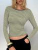 EMMIOL Casual Striped Crew Neck Long Sleeve
