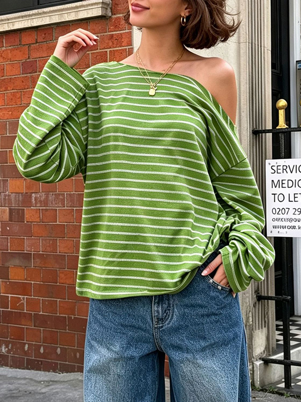 EMMIOL Striped V-Neck Long Sleeve