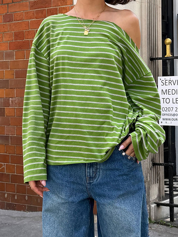 EMMIOL Striped V-Neck Long Sleeve