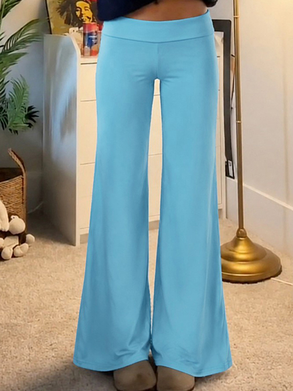 EMMIOL Pantaloni a zampa con ricamo a stella e colori a contrasto
