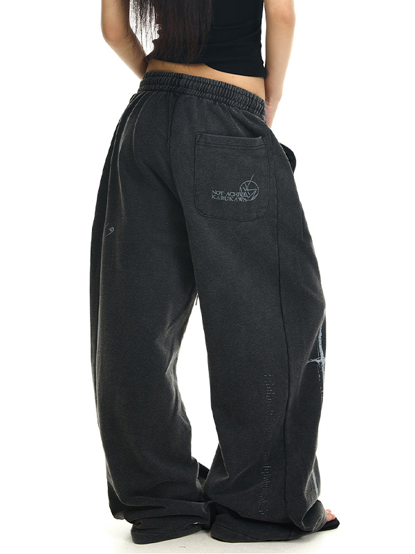 EMMIOL Vintage-Style Enzymbehandelte Hose mit geradem Bein