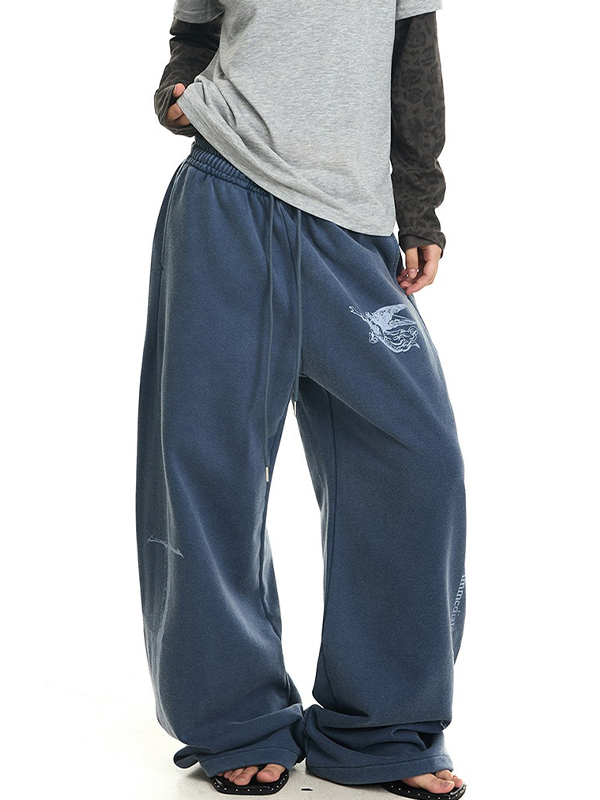 EMMIOL Vintage-Style Enzymbehandelte Hose mit geradem Bein