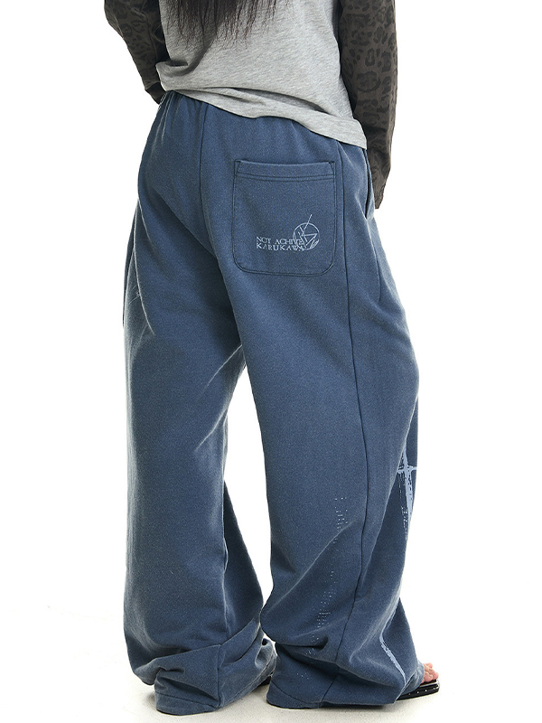 EMMIOL Vintage-Style Enzymbehandelte Hose mit geradem Bein