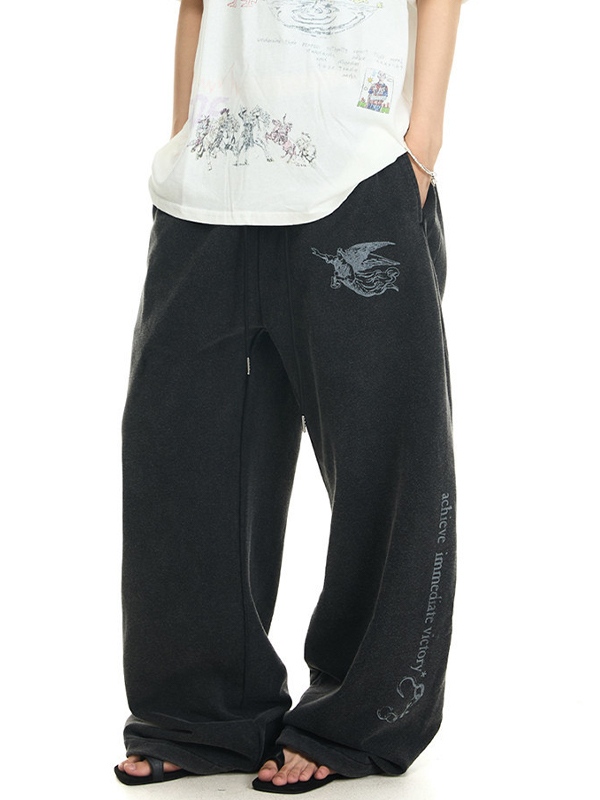EMMIOL Vintage-Style Enzymbehandelte Hose mit geradem Bein