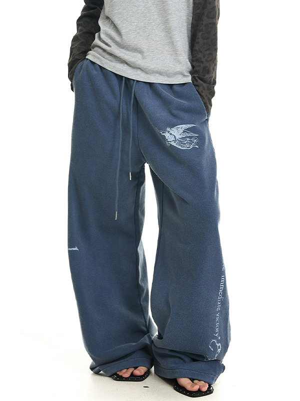 EMMIOL Vintage-Style Enzymbehandelte Hose mit geradem Bein