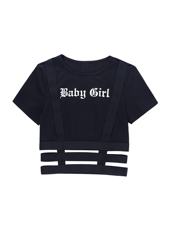 EMMIOL Irregular Hollow Short Sleeve Tee