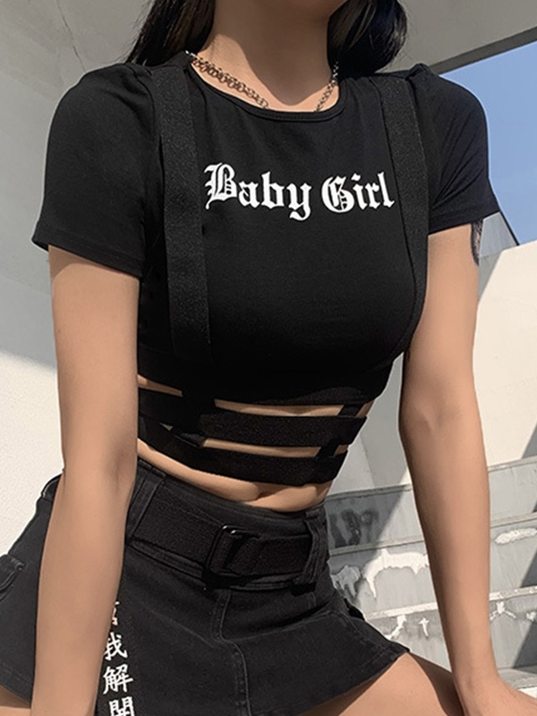 EMMIOL Irregular Hollow Short Sleeve Tee
