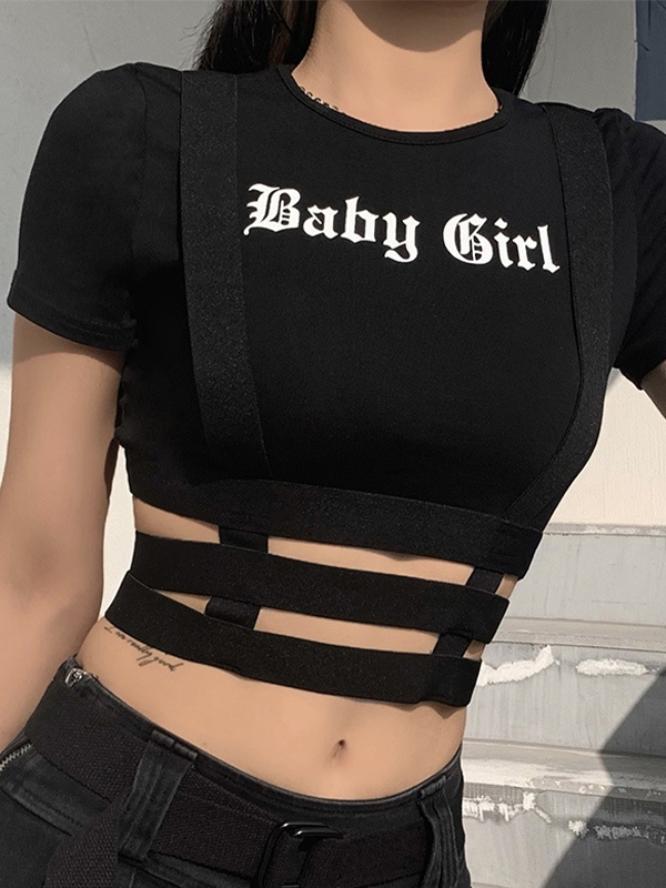 EMMIOL Irregular Hollow Short Sleeve Tee