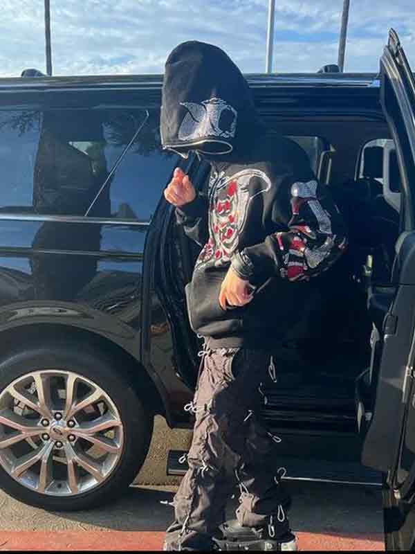 EMMIOL Men's Skull Snake Rhinestone Zip Up Oversized Hoodie