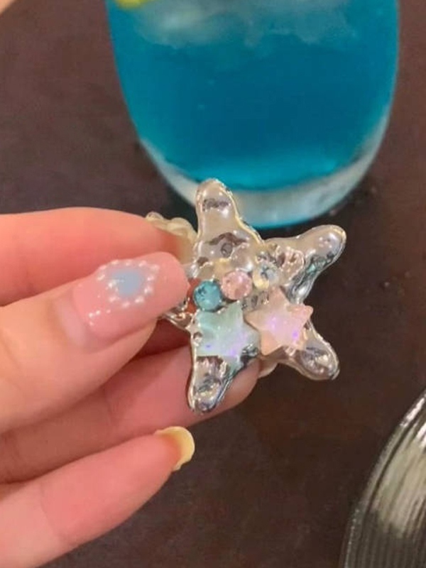 EMMIOL Pinza de pelo de estrella con decoración de diamantes coloridos