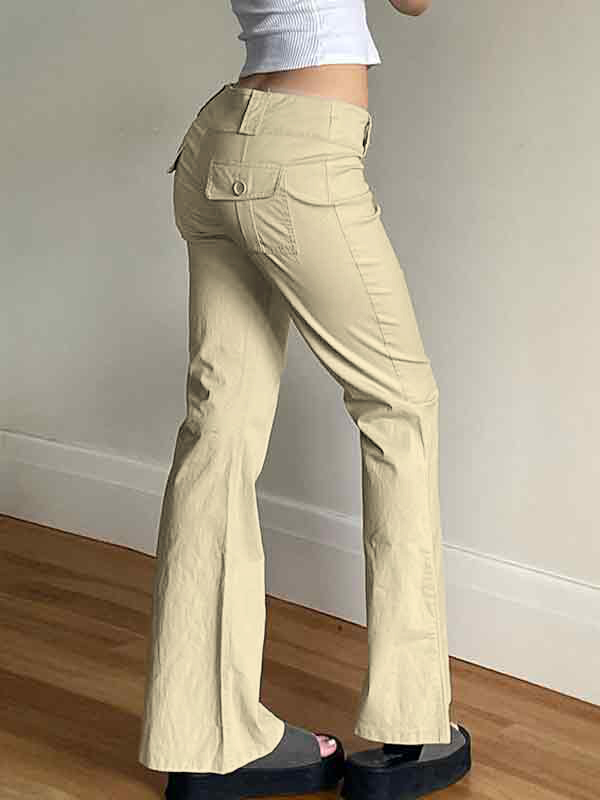 EMMIOL Low Waist Pocket Flare Straight Leg Pants