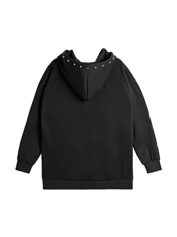 EMMIOL Felpa con cappuccio oversize con decorazione rivetto con stampa ali