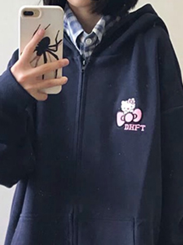 EMMIOL Felpa con cappuccio oversize con stampa gattino e orecchie di gatto