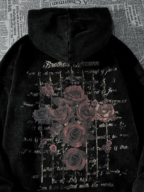 2026 Nieuwe Mannen Zip Up Oversized Hoodie Gothic Grafische Oude Baggy