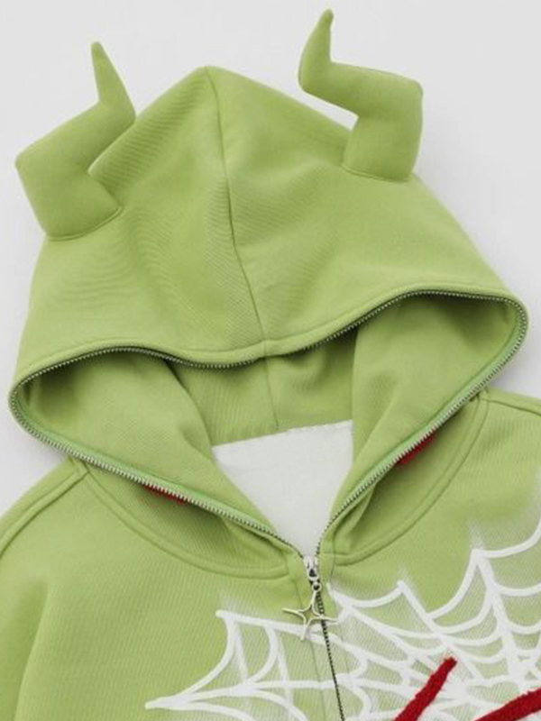 EMMIOL Sudadera con capucha extragrande con bordado de araña Street