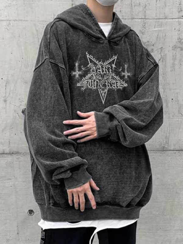EMMIOL Felpa con cappuccio oversize da uomo con stampa di stelle incrociate invecchiate