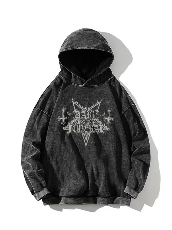 EMMIOL Felpa con cappuccio oversize da uomo con stampa di stelle incrociate invecchiate