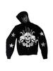 EMMIOL Star Spider Rhinestone Skull Print Zip Up Oversized Hoodie