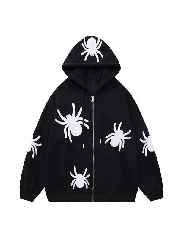 EMMIOL Felpa con cappuccio oversize decorata con stampa ragno