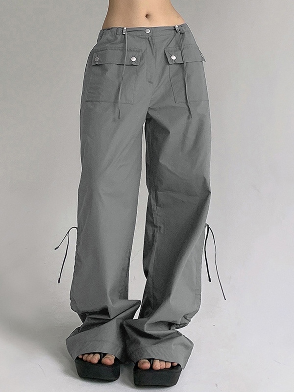 EMMIOL Solid Ruched Drawstring Cargo Pants
