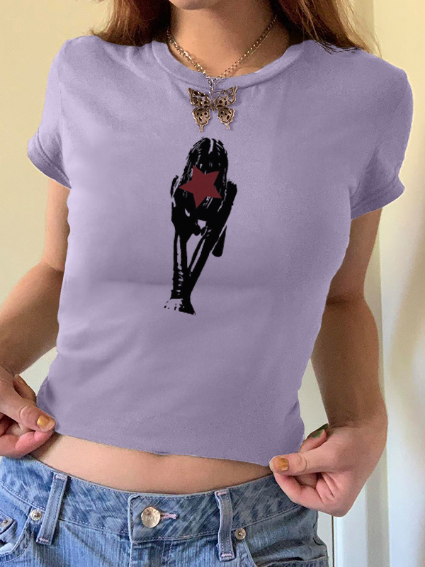 EMMIOL Face Print Short Sleeve Tee