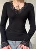 EMMIOL Lace Patchwork Long Sleeves Tee