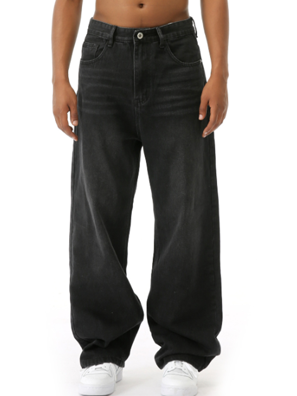 EMMIOL Jeans larghi e larghi in stile retrò americano sfumato
