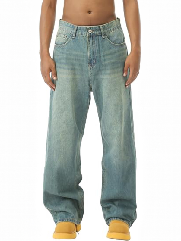 EMMIOL Jeans larghi e larghi in stile retrò americano sfumato