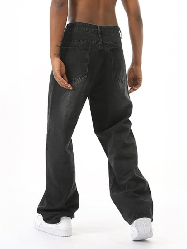 EMMIOL Jeans larghi e larghi in stile retrò americano sfumato