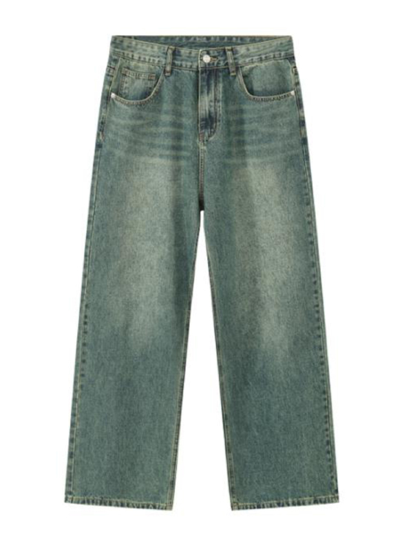 EMMIOL Jeans larghi e larghi in stile retrò americano sfumato