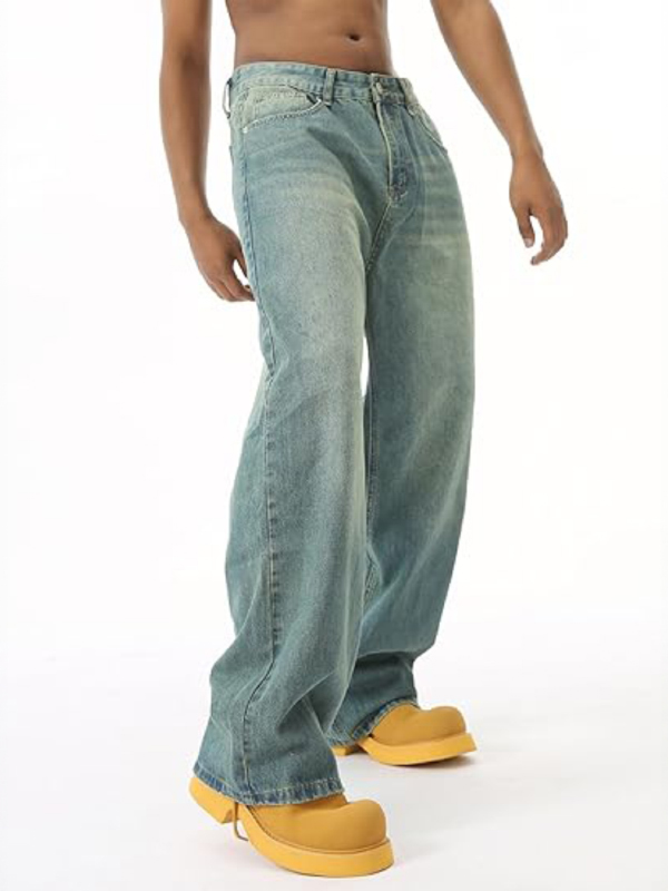 EMMIOL Jeans larghi e larghi in stile retrò americano sfumato