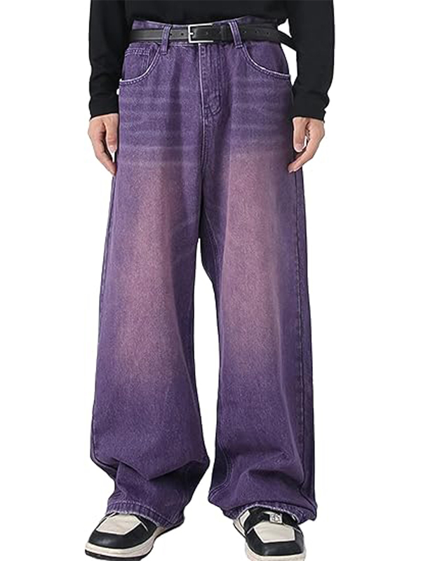 EMMIOL Men's Faded Vintage Denim Loose Jeans