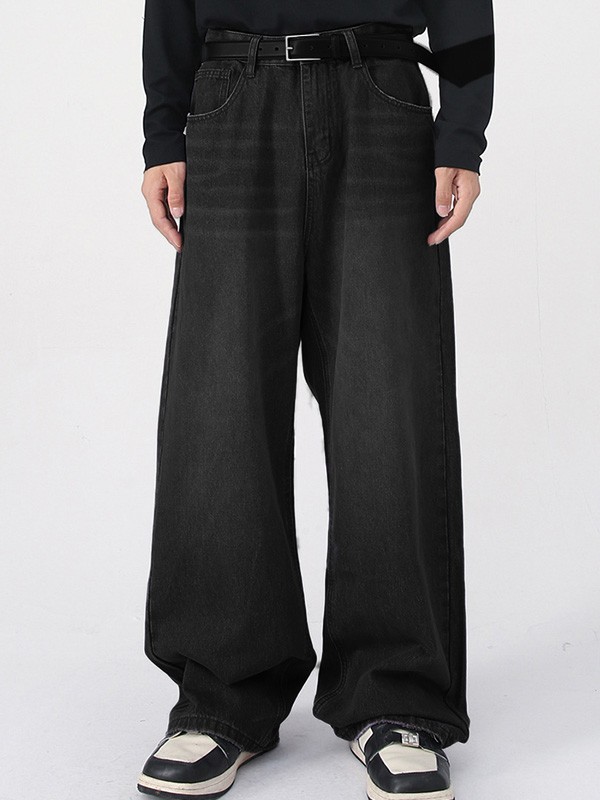 EMMIOL Men's Faded Vintage Denim Loose Jeans