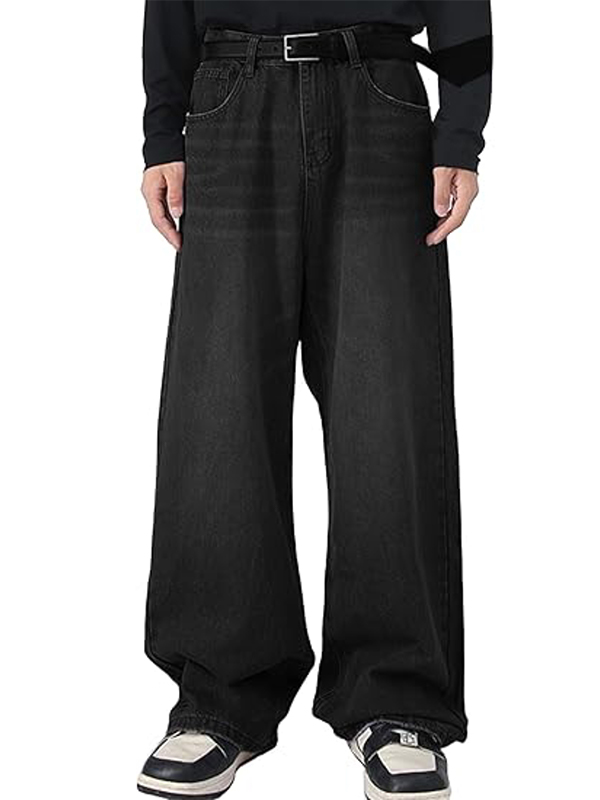 EMMIOL Men's Faded Vintage Denim Loose Jeans