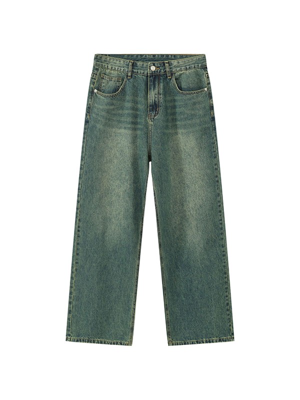 EMMIOL Men's Faded Vintage Denim Loose Jeans