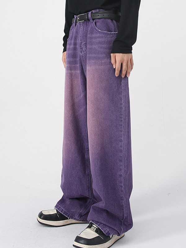 EMMIOL Men's Faded Vintage Denim Loose Jeans